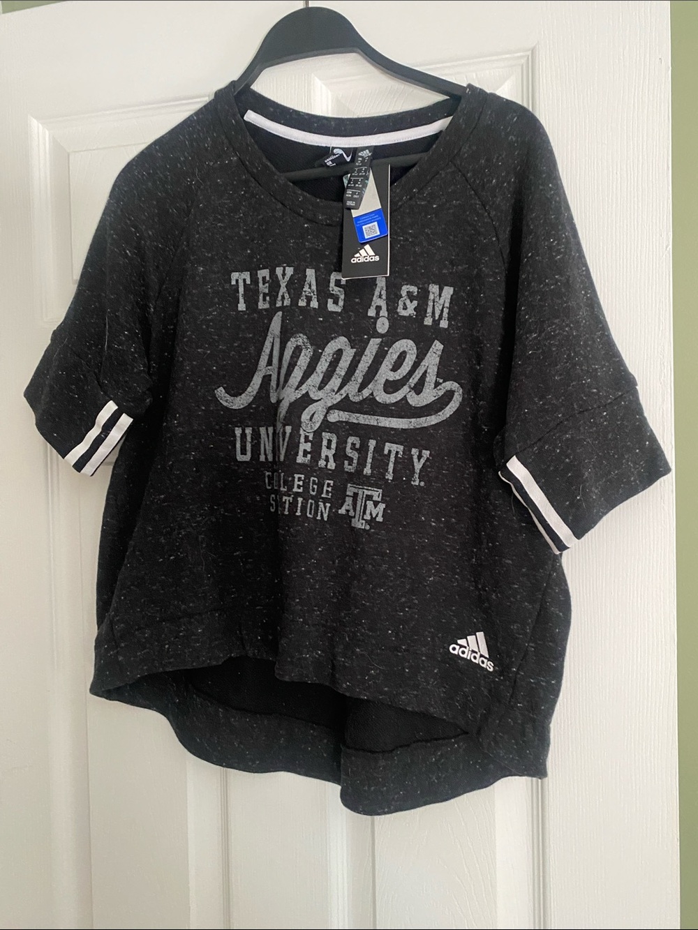 adidas Black Texas A&M Aggies Short Sleeve Sweatshirt
